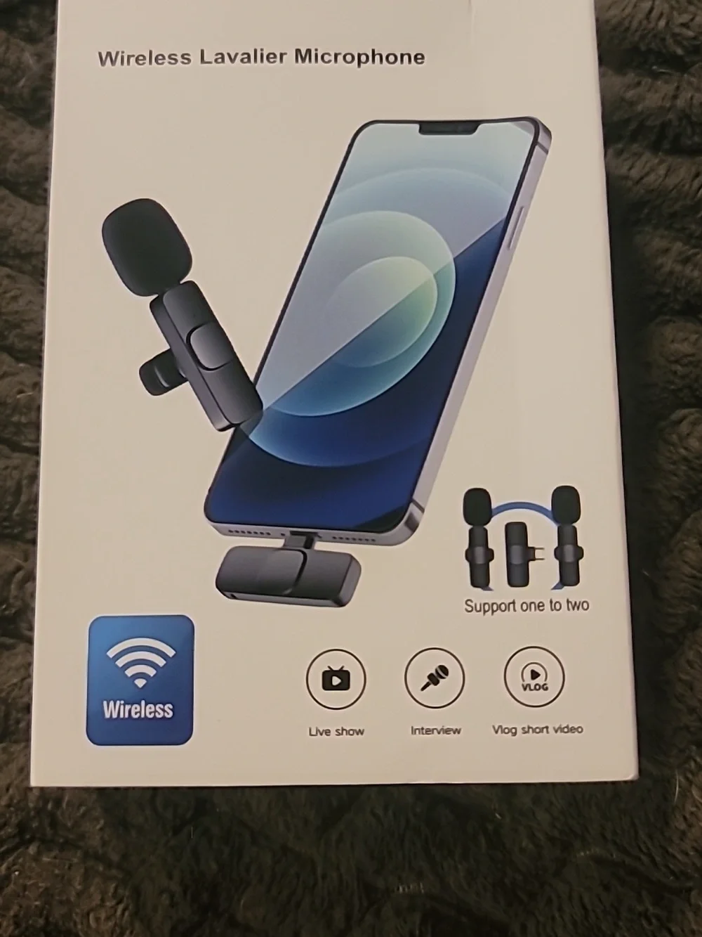 Wireless Lavalier Microphones (Two In Box)for iPhone Smartphones - Black